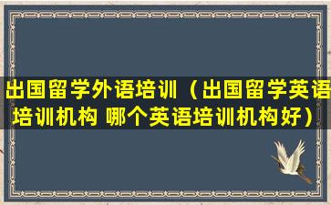 出国留学外语培训（出国留学英语培训机构 哪个英语培训机构好）